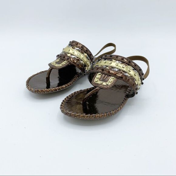 Kenneth Cole Reaction Child/Toddler Bronze Bling Baby Dress Sandals 5 - Picture 2 of 11